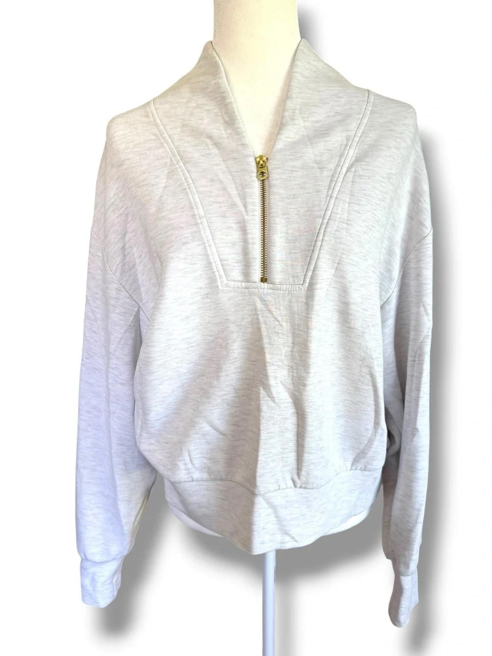 Varley Davidson Sweatshirt Doublesoft Heathered Gray Quarter Sip Size L - Picture 6 of 13
